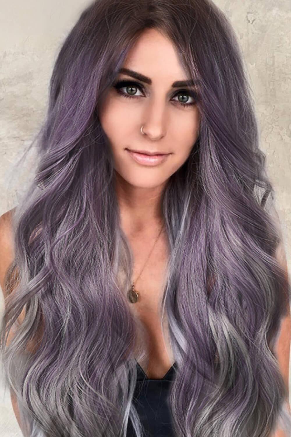 Elegant Wave Full Machine Synthetic Wigs in Purple 26'' - CADEAUME