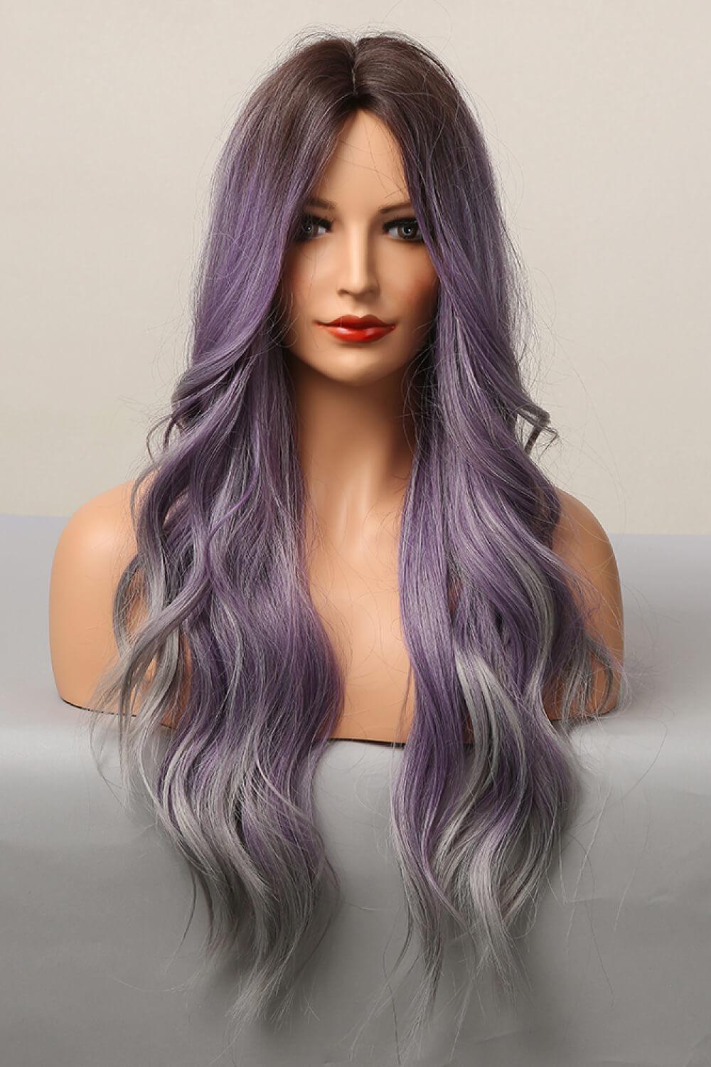 Elegant Wave Full Machine Synthetic Wigs in Purple 26'' - CADEAUME