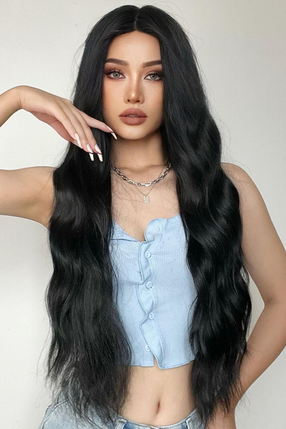 Full Machine Long Wave Synthetic Wigs 28'' - CADEAUME