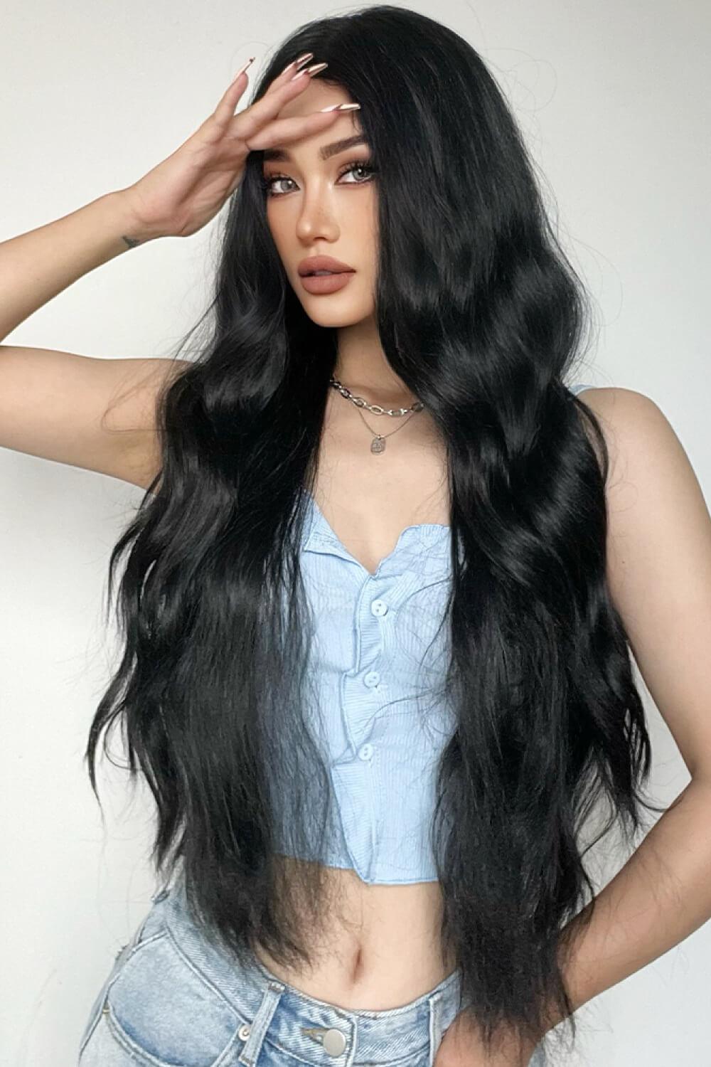 Full Machine Long Wave Synthetic Wigs 28'' - CADEAUME