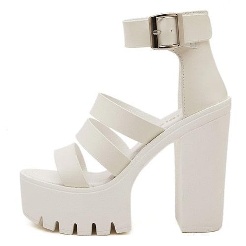 Gdgydh 2021 New Summer Shoes Women White Open Toe Button Belt Thick Heel Wedges Platform Shoes Fashionable Casual Sandals Female - CADEAUME