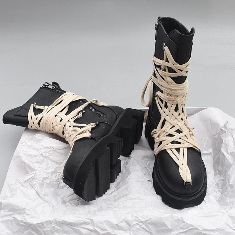 Gothic Boots For Women 2022 Spring Punk Style Women Black Boots P40d50 - CADEAUME