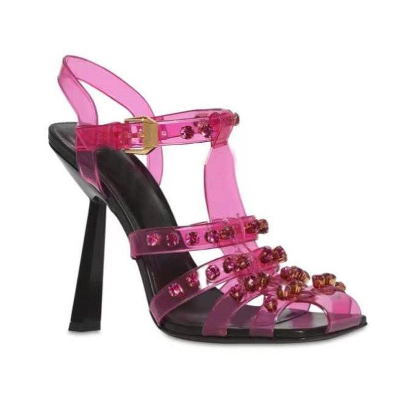 High Heel Sandal Rhinestone Transparent Crystal - CADEAUME