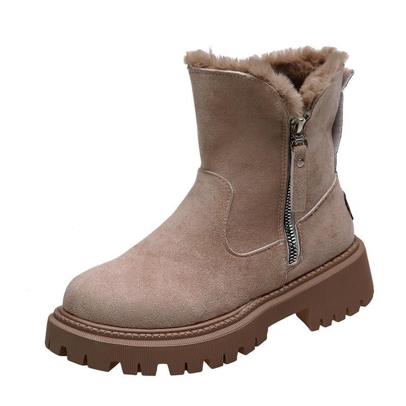 Thick Plush Snow Boots Women Faux Suede Non-slip Winter Shoes - CADEAUME