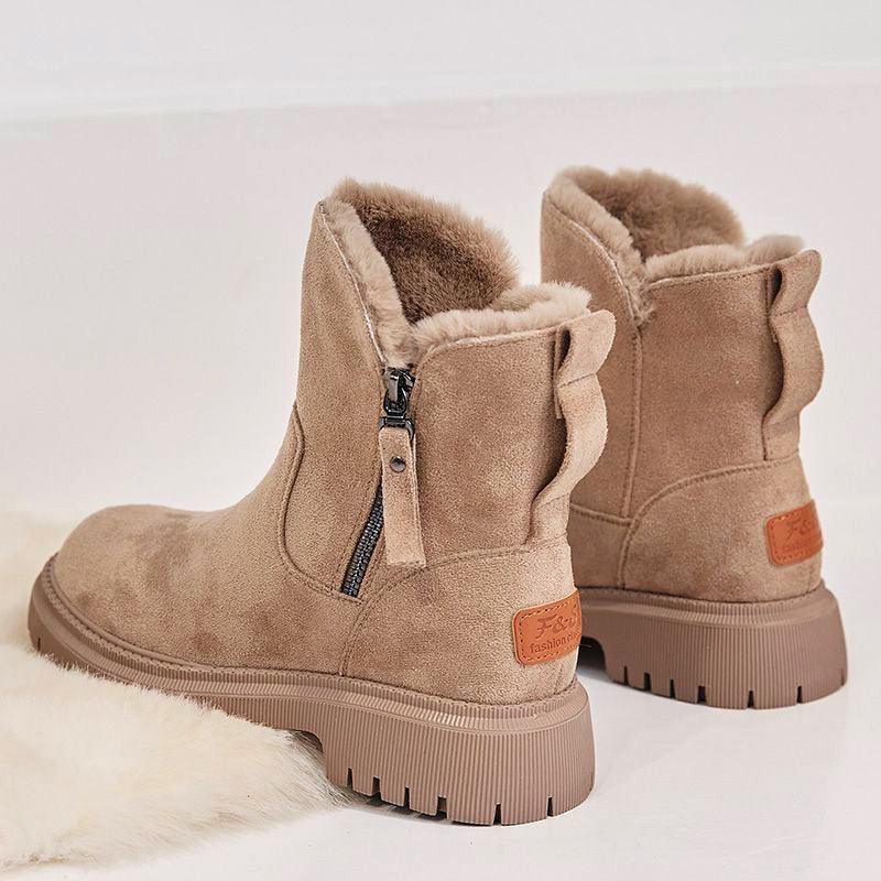 Thick Plush Snow Boots Women Faux Suede Non-slip Winter Shoes - CADEAUME