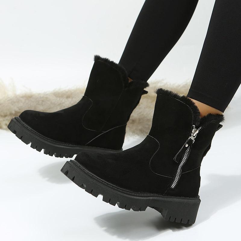 Thick Plush Snow Boots Women Faux Suede Non-slip Winter Shoes - CADEAUME