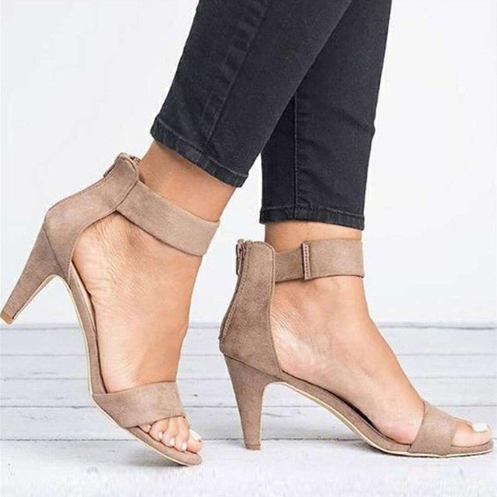 Women Sandals Open Toe Summer Shoes High Heels Sandals Female Thin Heel Shoes Suede Wedding Sandale Ladies 2022 Sandalias Mujer - CADEAUME